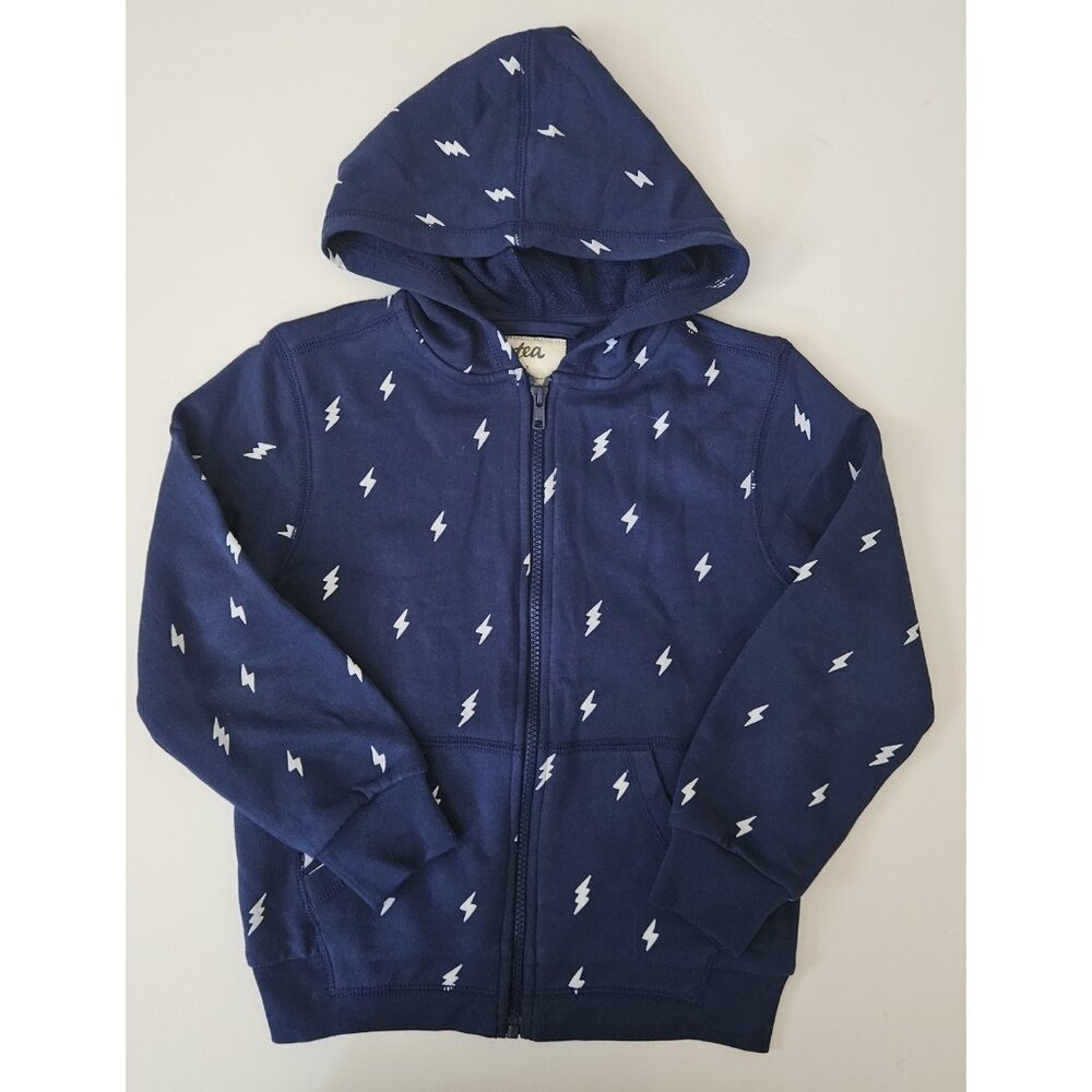 Tea Collection 7 Blue Lightning Printed Zip Up Hoodie Sweatshirt